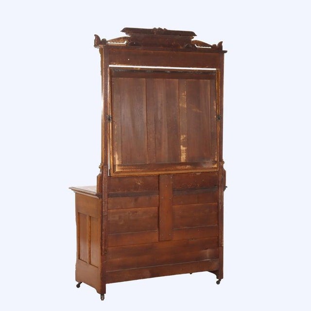 Antique Rj Horner Eastlake Carved Original Golden Oak 4-Drawer Mirrored Dresser For Sale - Image 12 of 14