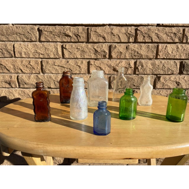 Glass Early 20th Century Small Glass Bottle Collection - Set of 9 For Sale - Image 7 of 11
