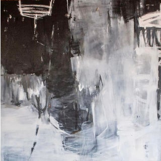 Late 20th Century Monumental Black and White Abstract Painting in Oil, by Dixie Purvis For Sale