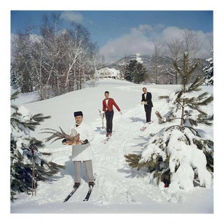 Slim Aarons, Skiing Waiters, 1962, Limited Edition Estate Stamped Photographic Print, 1980s For Sale