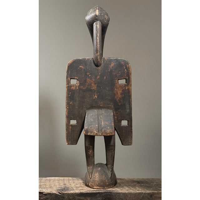 Large Antique Hand Carved African Folk Art Senufo Calao Bird Statue For Sale - Image 4 of 12