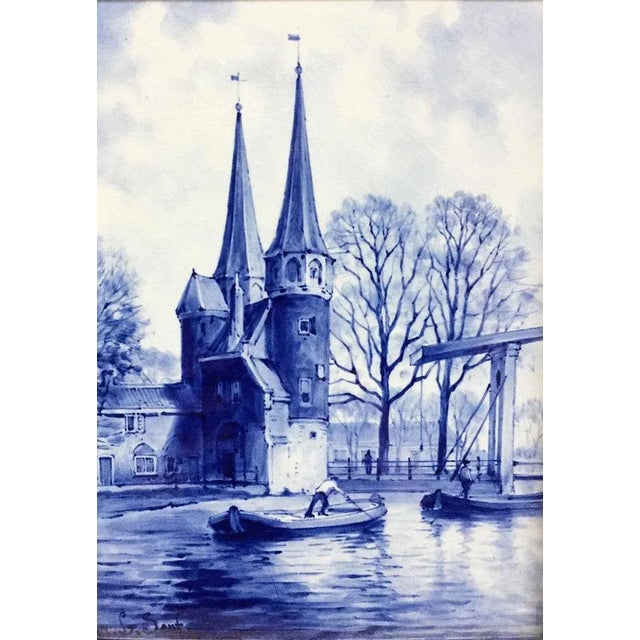 A dutch delft porceleyne fles tile "oostpoort delft " after l. Senf, 1925 a delft porceleyne fles tile of 20.5 cm high, 12...