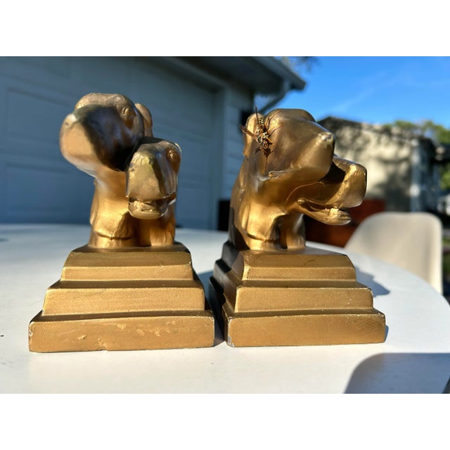 Gold Early 20th Century Nuart Greyhound Bookends- a Pair For Sale - Image 8 of 9