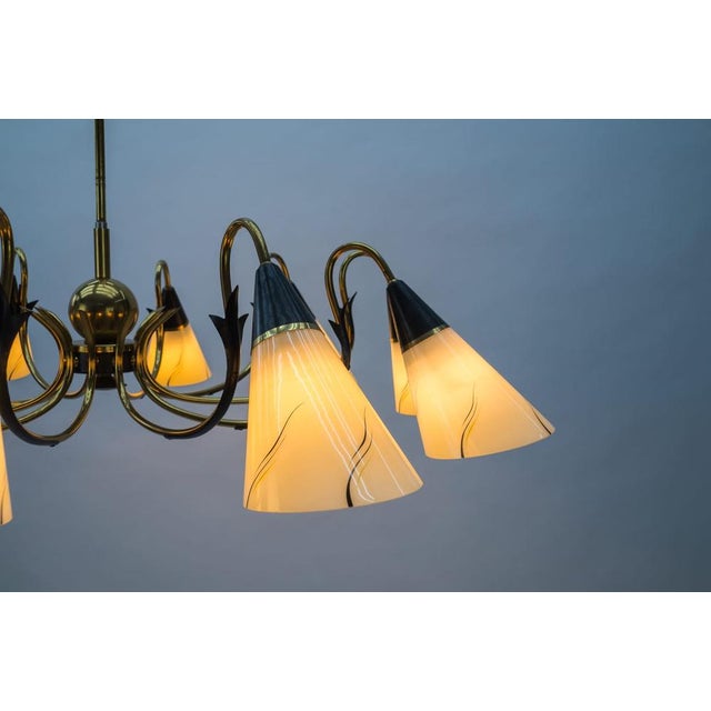 Italian Brass & Glass Sputnik Chandelier with 10 Lights, 1950s For Sale - Image 9 of 15