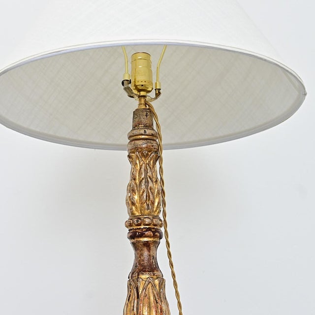 19th Century Italian Giltwood Candlestick Table Lamp For Sale - Image 11 of 11