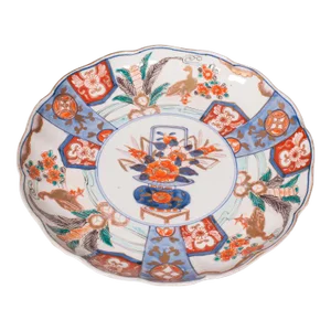 1900s Victorian Antique Imari Plate, Japanese, Hand Painted, Ceramic, Serving Dish
