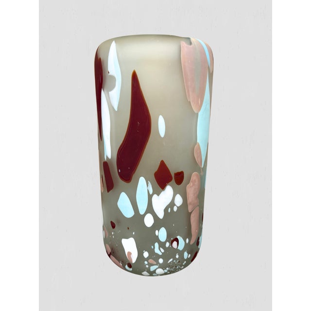 Contemporary Mardi Gras Glass Vase Tall For Sale - Image 3 of 7