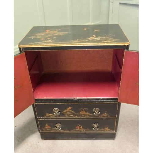 1910s 20th Century Black Chinoiserie Lacquer Cupboard, 1910 For Sale - Image 5 of 9