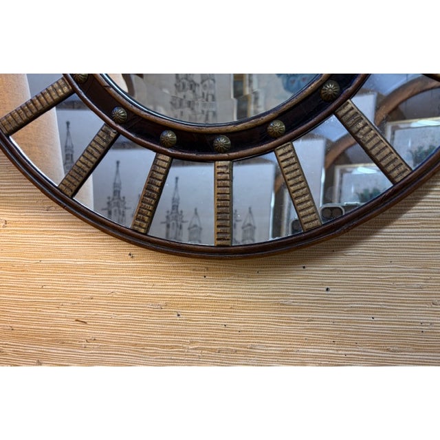 Round Regency Mirror With Nailheads For Sale - Image 4 of 7