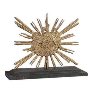 Carved Giltwood Sunburst Mounted as a Lamp For Sale