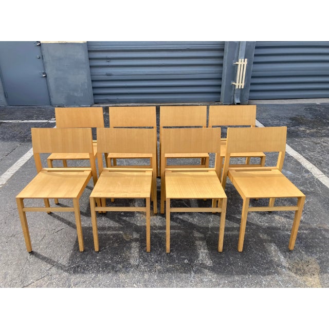 Set of Eight Modern Wooden Chairs For Sale - Image 4 of 12