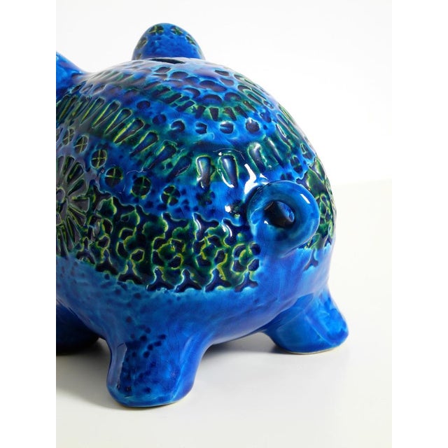 Large Rimini Blu Ceramic Pig Money Box by Aldo Londi for Bitossi Italy, 1960s For Sale - Image 18 of 18