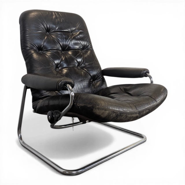 Brown Leather Lounge Chair from Stressless, 1970s For Sale - Image 8 of 8