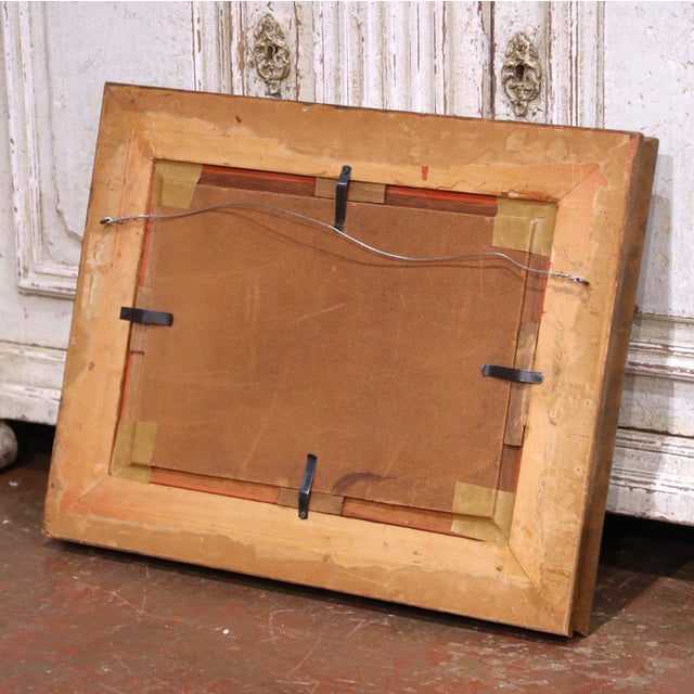 19th C. French “Monks Drinking” Oil on Board Painting in Carved Gilt Frame For Sale - Image 10 of 10