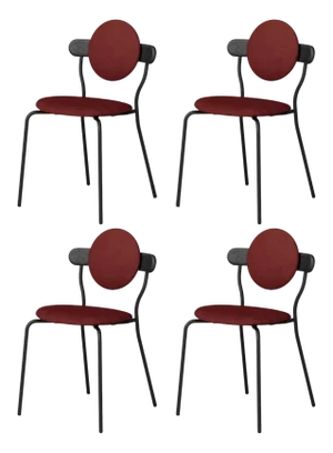 Upholstered Planet Chair by Jean-Baptiste Souletie, Set of 4