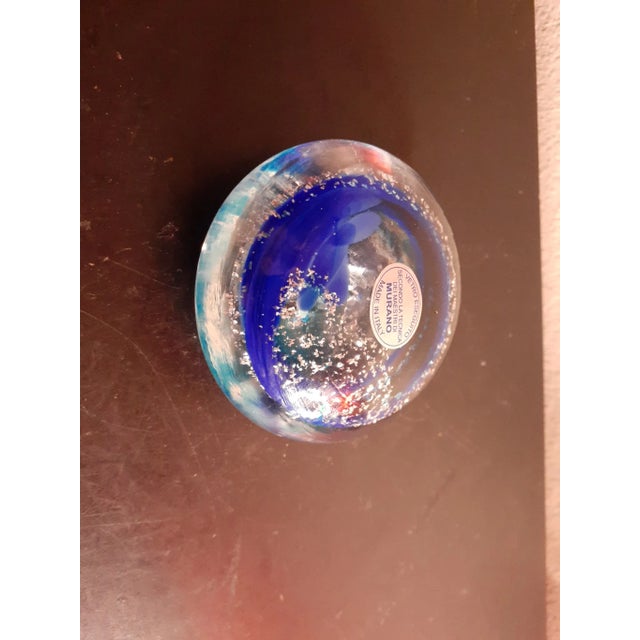 This is a GORGEOUS Murano Art Glass 4" Cobalt Blue Aventurine Paperweight Made in Italy. Procured at auction ART GLASS