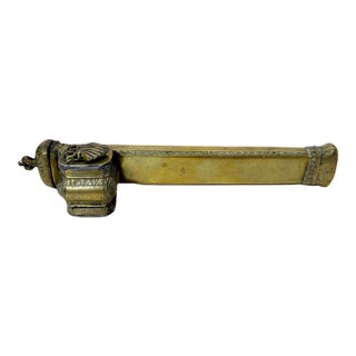 19th Century Ottoman Brass Traveling Scribe Pen Box & Inkwell - Signed "Sohrab" For Sale