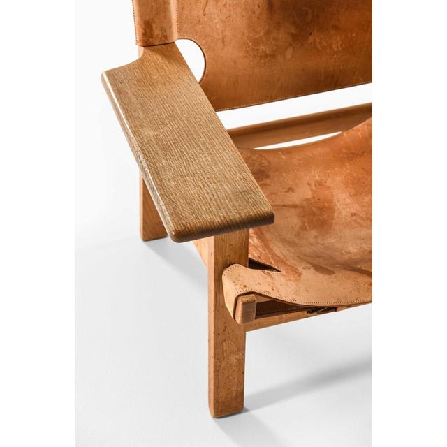 Spanish Chairs in Leather and Oak by Børge Mogensen, 1950s, Set of 2 For Sale - Image 3 of 10