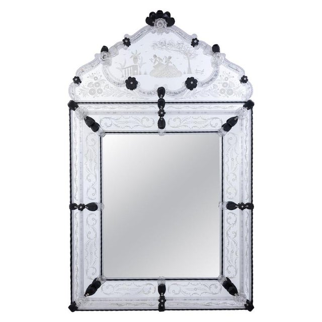 Venetian Etched Murano Glass Mirror, 1970 For Sale - Image 11 of 11