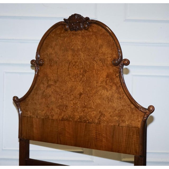Art Deco English Burr Walnut Vono Bedstead Frame Queen Anne, 1930s For Sale - Image 4 of 16