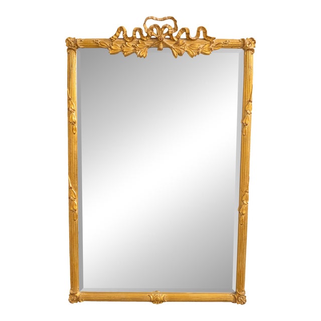 Age: Approx: 25 Years Old Details: Ribbon Carved Crest Beveled Glass Quality Construction Nice Gold Gilt Finish Offered @...