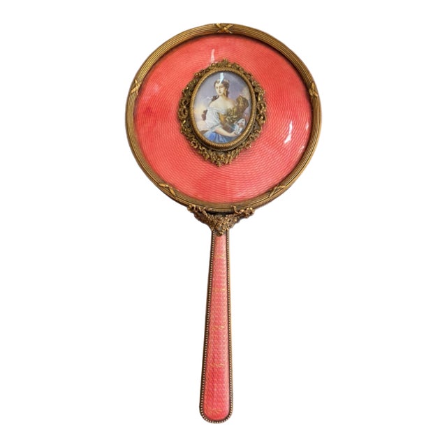 19th Century Austria Gouilloche Louis XVI Style Belle Epoch Era Hand Mirror For Sale