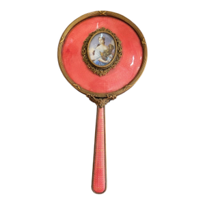 19th Century Austria Gouilloche Louis XVI Style Belle Epoch Era Hand Mirror