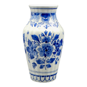 Mid Century Dutch Royal Delft Lobed Vase Hand Painted