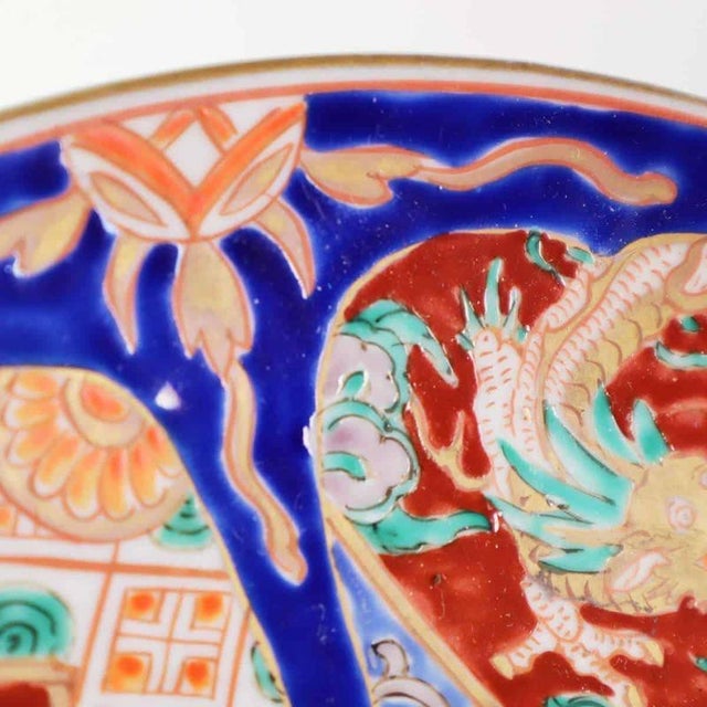 Japanese Imari Ornamental Plate with Golden Dragons, Early 1900s For Sale - Image 5 of 11