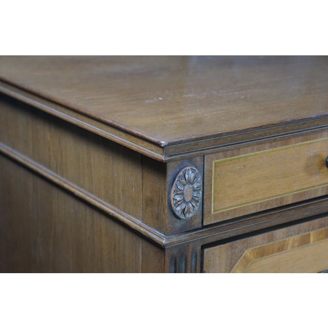 Wood Vintage Kittinger American Federal Style Mahogany & Satinwood Triple Dresser 87" For Sale - Image 7 of 18