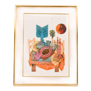 Framed Signed Amram Ebgi "Shabbot Table" Limited-Edition Lithograph 39/50