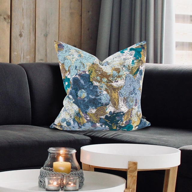 24 x 24 Stanton Turquoise Pillow - Down Alternative Insert For Sale In Chicago - Image 6 of 9