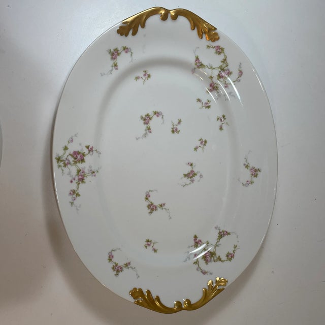 Antique French Limoges Platter or Serving Tray - Pink Roses Gilded - M Redon For Sale - Image 9 of 10