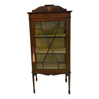 Antique Edwardian Inlaid Mahogany Display Cabinet Bookcase Glazed Cabinet, 1900 For Sale