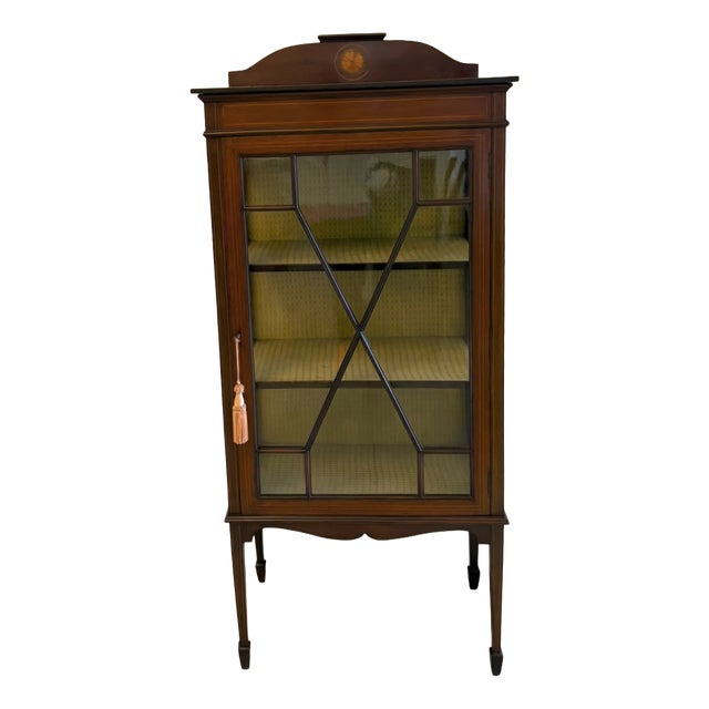 Antique Edwardian Inlaid Mahogany Display Cabinet Bookcase Glazed Cabinet, 1900 For Sale