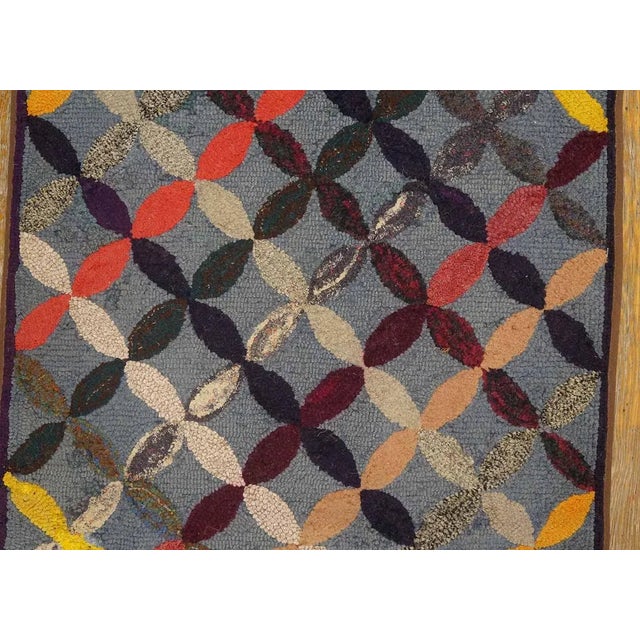 Considerable Slate Gray Color With Geometric Design Antique American Hooked Rug For Sale In New York - Image 6 of 12