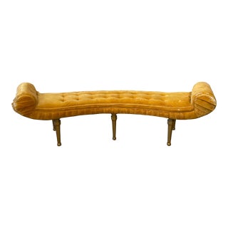 1960s Vintage Scroll Arm Curved Bench For Sale