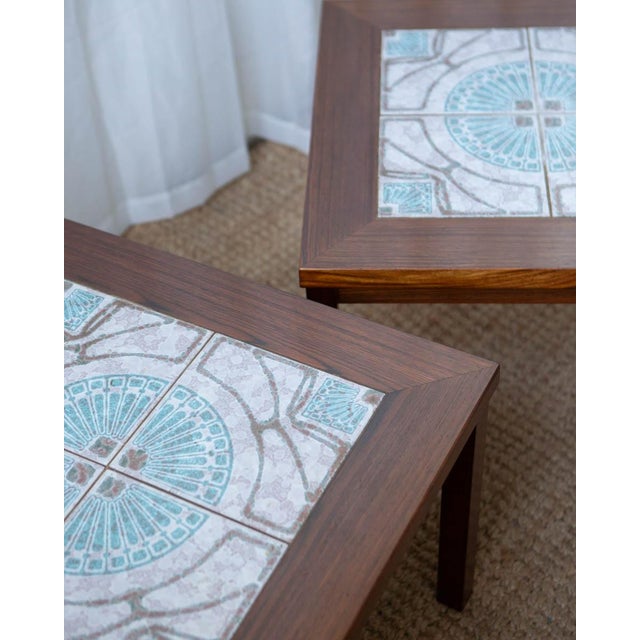 1970s Danish Modern Rosewood and Tile Side Tables - A Pair For Sale In Columbus - Image 6 of 11