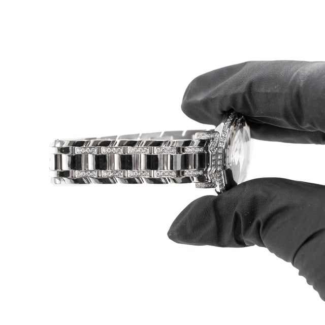 Metal Ladies Century Dragon Stone 27mm Sapphire Diamond 18k White Gold Quartz Watch For Sale - Image 7 of 9