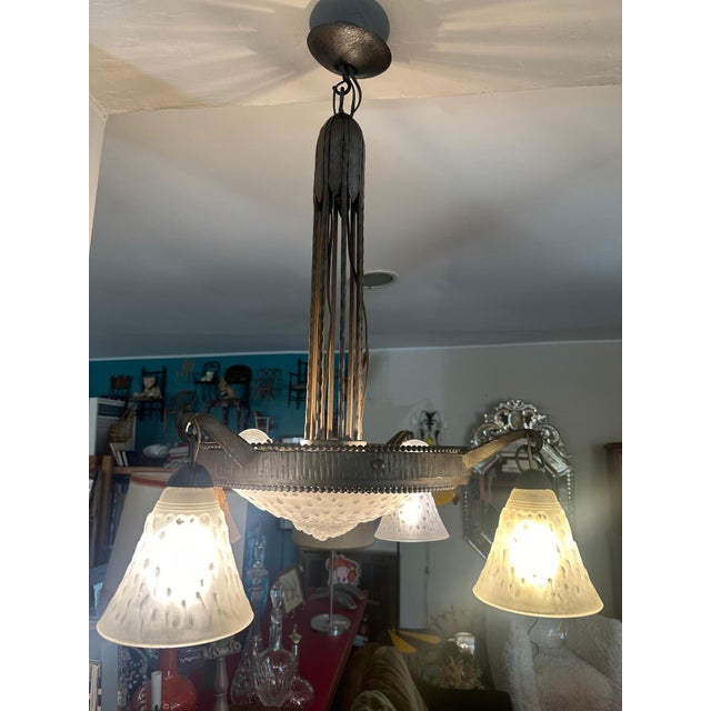 1930s Art Deco Chandelier by Muller Frères for Muller Frères, 1930 For Sale - Image 5 of 18