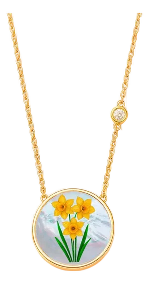 December Birth Month Flower Pendant - Narcissus Flower Pendant