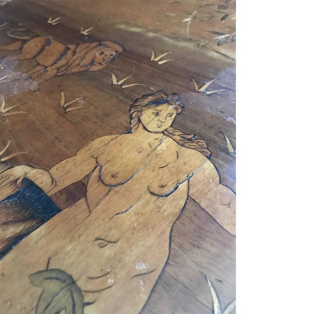 Wood 18th Century Adam and Eve Inlayed Walnut Table, German For Sale - Image 7 of 8