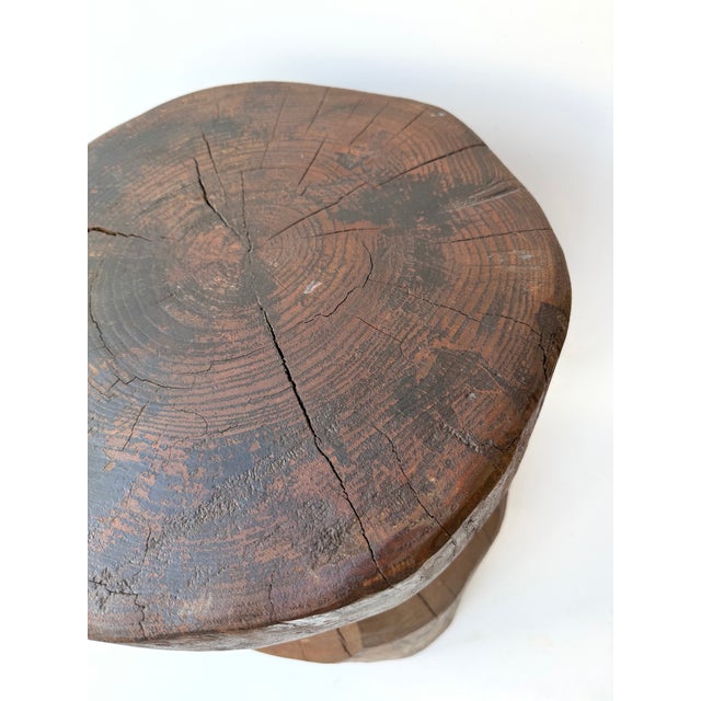 Mid-Century Modern Pair of Brutalist Massive Wood Mushroom Stools. Italy, 1960s For Sale - Image 11 of 13