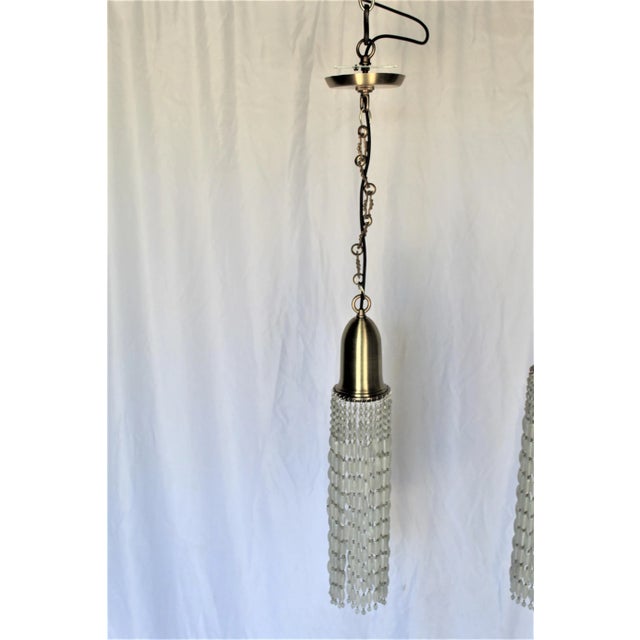 Mid-Century Modern Mid Century Modern Style Brass and Glass Pendants - a Pair For Sale - Image 3 of 11