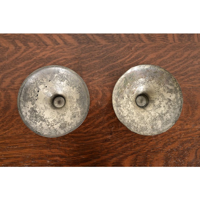 Roycroft Arts & Crafts Silver Finished Copper Candlesticks, Pair For Sale - Image 10 of 13