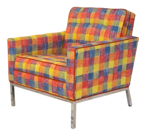 1950s Vintage Knoll 65 a Chrome Lounge Chair in Daniel Cooper Fabric