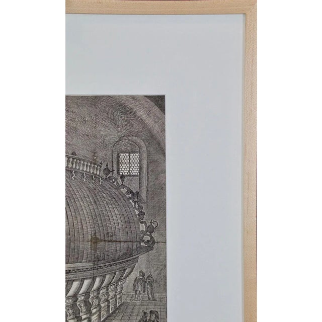 Gray The Heidelberg Tun: A Framed 17th Century Engraving of a Huge Wine Cask, 1664-90 For Sale - Image 8 of 8