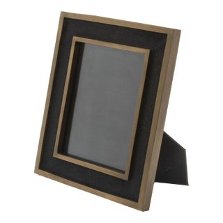 Picture Frame 8x10” in Black Shagreen With Brass Details by Kifu Paris For Sale