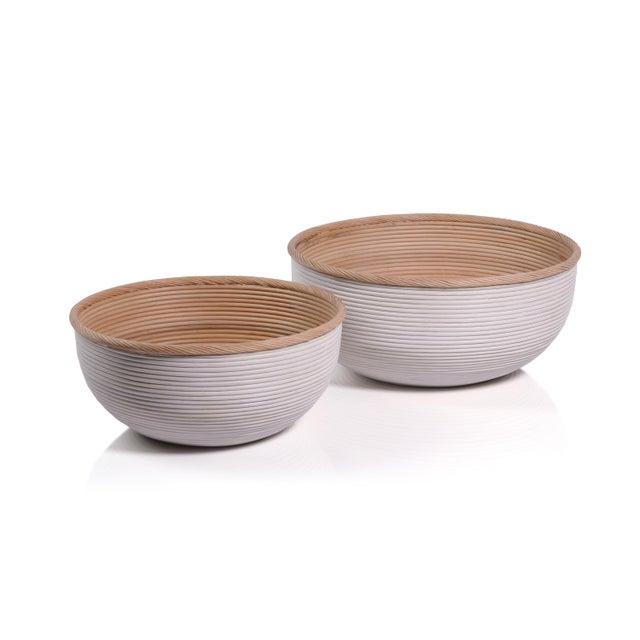 Contemporary Sedna Rattan Bowls, Set of 2 For Sale - Image 3 of 3