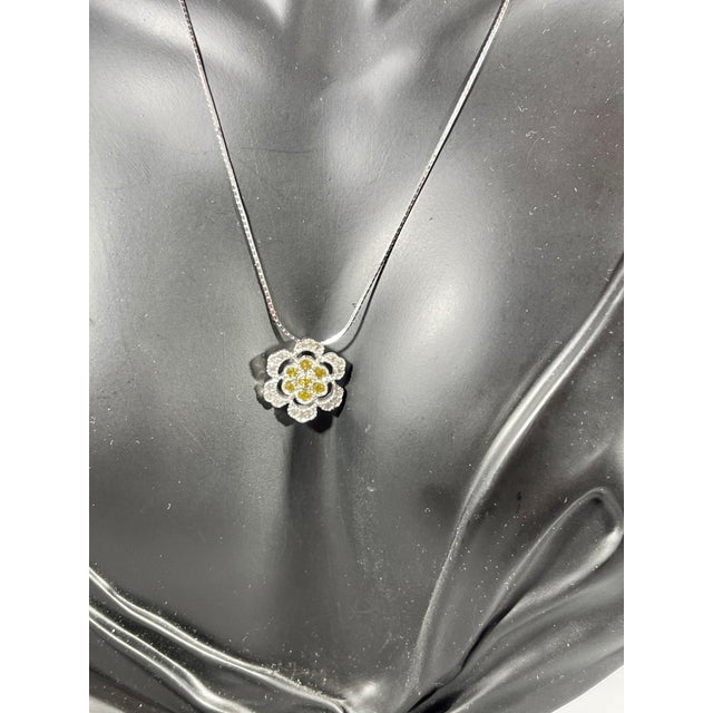 Designer Effy's 0.44 Ct Yellow & White Diamond Pendant with 14 Kt White Gold For Sale - Image 11 of 18